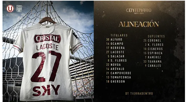 Lista oficial de Universitario ante Alianza Lima sin Manuela González | Foto: Universitario    