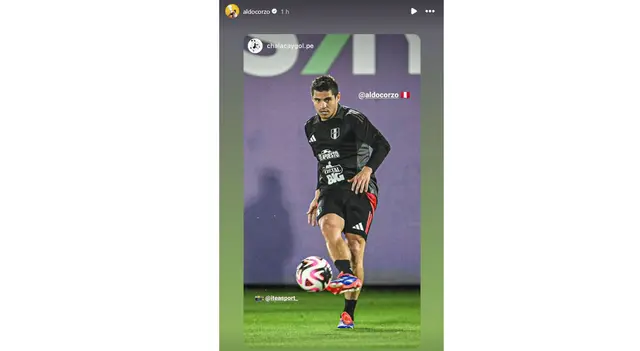 La publicación de Corzo entrenando con la selección | Foto: Instagram: Aldo Corzo La publicación de Corzo entrenando con la selección | Foto: Instagram: Aldo Corzo