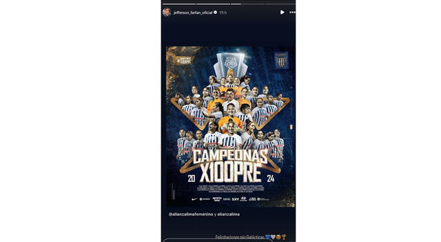 La historia que compartió Farfán tras título de Alianza Lima | Foto: Instagram Jefferson Farfán   