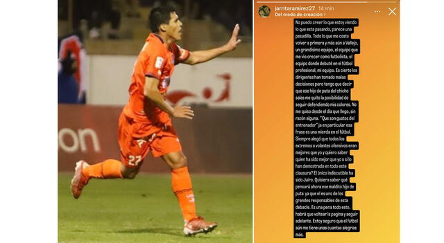 La potente publicación de 'Jarrita' sobre César Vallejo | Foto: Instagram Alejandro Ramírez   