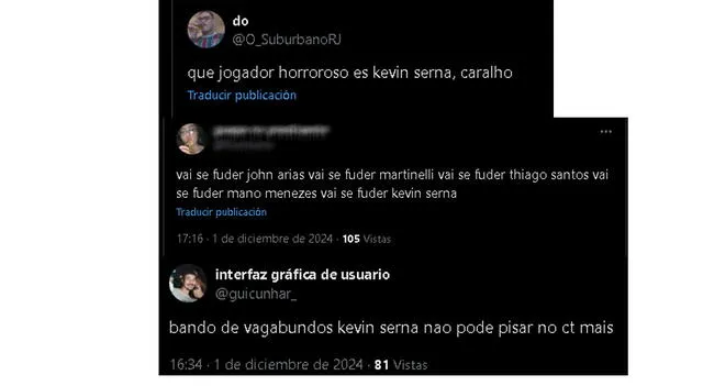 Así reaccionaron algunos hinchas con Kevin Serna por el partido Fluminense vs. Paranaense | Foto: X Así reaccionaron algunos hinchas con Kevin Serna por el partido Fluminense vs. Paranaense | Foto: X