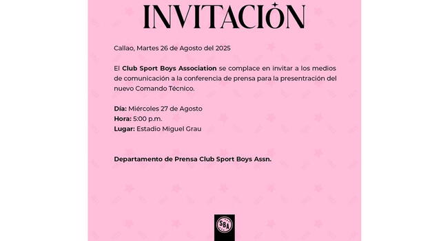 El club rosado compartió comunicado en sus redes sociales | Foto: Sport Boys   