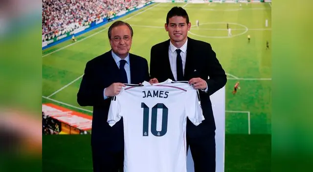 James Rodríguez junto a Florentino Pérez, presidente del Real Madrid James Rodríguez junto a Florentino Pérez, presidente del Real Madrid