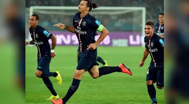 'Ibra' celebrando el primer gol del PSG ante Guingamp 'Ibra' celebrando el primer gol del PSG ante Guingamp