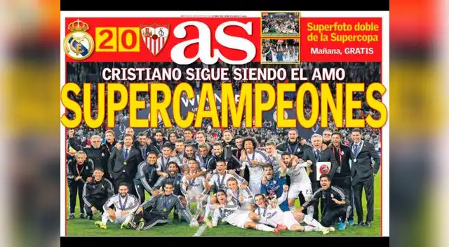 Real Madrid vs. Sevilla: El diario AS, títuló; 'SUPERCAMPEONES'.