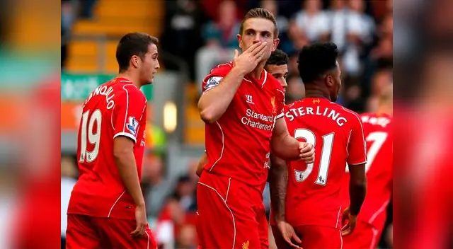 Liverpool vs. West Bromwich: Jordan Henderson celebra su golazo. Liverpool vs. West Bromwich: Jordan Henderson celebra su golazo.