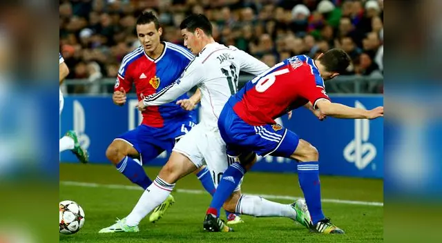 Basilea vs. Real Madrid: James Rodríguez fue bien marcado. Basilea vs. Real Madrid: James Rodríguez fue bien marcado.