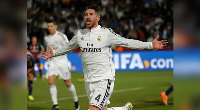 Real Madrid vs. San Lorenzo: Sergio Ramos celebra su tanto de cabeza a Sebastián Torrico. Real Madrid vs. San Lorenzo: Sergio Ramos celebra su tanto de cabeza a Sebastián Torrico.