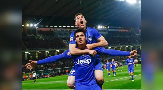 Palermo  vs. Juventus: Alvaro Morata celebra su anotación 