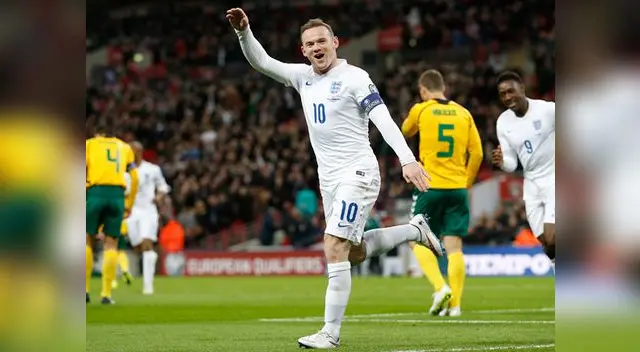 Inglaterra vs. Lituania: Wayne Rooney celebra el primer gol en Wembley. Inglaterra vs. Lituania: Wayne Rooney celebra el primer gol en Wembley.