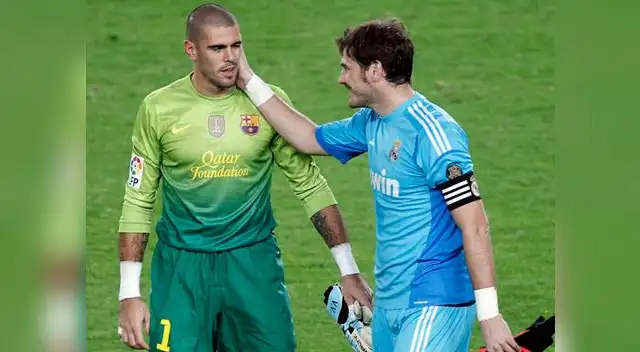 Víctor Valdés con Iker Casillas en un clásico Real Madrid vs. Barcelona. Víctor Valdés con Iker Casillas en un clásico Real Madrid vs. Barcelona.