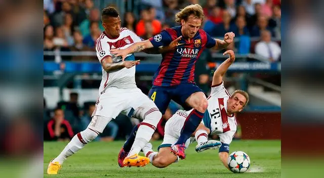 Barcelona vs. Bayern Múnich: Ivan Rakitic supera la marca de Boateng y Lahm. Barcelona vs. Bayern Múnich: Ivan Rakitic supera la marca de Boateng y Lahm.