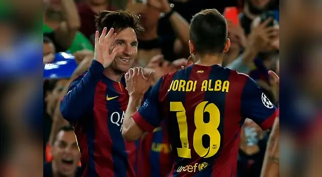 Barcelona vs. Bayern Múnich: Lionel Messi celebra su gol con Jordi Alba. Barcelona vs. Bayern Múnich: Lionel Messi celebra su gol con Jordi Alba.