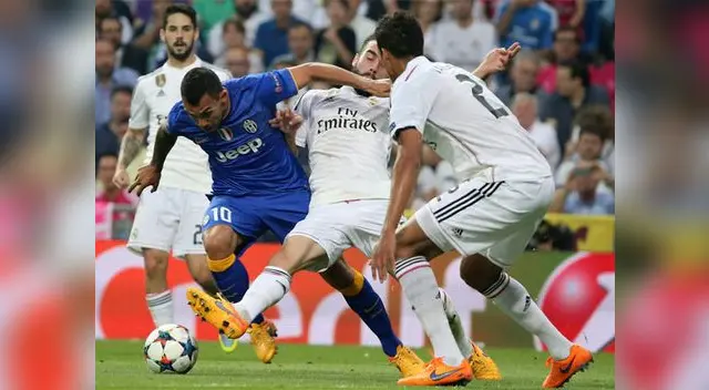 Real Madrid vs. Juventus: Carlos Tevez es marcado al milímetro Real Madrid vs. Juventus: Carlos Tevez es marcado al milímetro