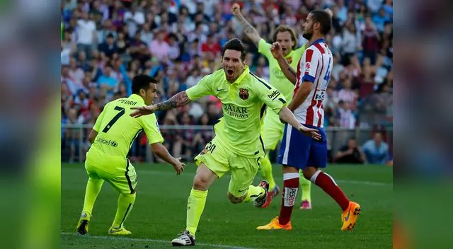 Lionel Messi celebra su golazo al Atlético de Madrid. Lionel Messi celebra su golazo al Atlético de Madrid.