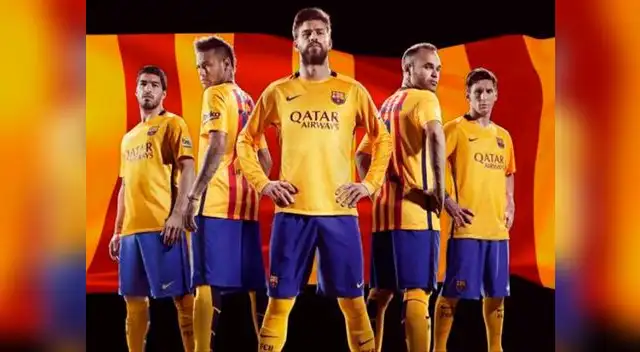 La segunda equipación del Barcelona 2015-16.
