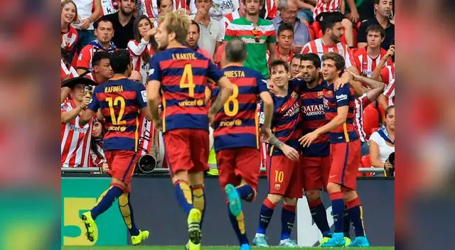 Barcelona vs. Athletic de Bilbao: Luis Suárez celebra su golazo con Lionel Messi, Sergi Roberto y compañía.