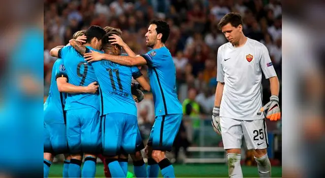 Barcelona vs. AS Roma: los culés celebran el gol de Luis Suárez ante la desazón de Szczęsny 