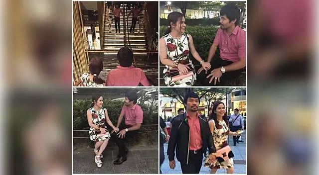 Pacquiao paseando con su esposa.