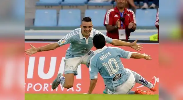 Barcelona vs. Celta: Iago Aspas y Nolito celebran el 2-0 en Balaídos.