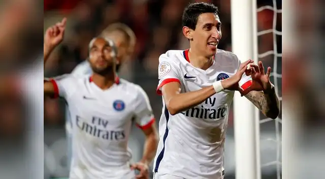 Ángel Di María celebra golazo por la Liga de Francia. Ángel Di María celebra golazo por la Liga de Francia.