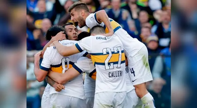 Boca Juniors celebra el gol de Luciano Fabián Monzón a Tigre.