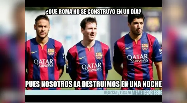 Lionel messi, Luis Suarez y Neymar protagonistas de los memes tras goleada a la A.S Roma