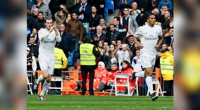 Real Madrid vs. Rayo Vallecano:Bale aplaude el gol de Danilo Real Madrid vs. Rayo Vallecano:Bale aplaude el gol de Danilo