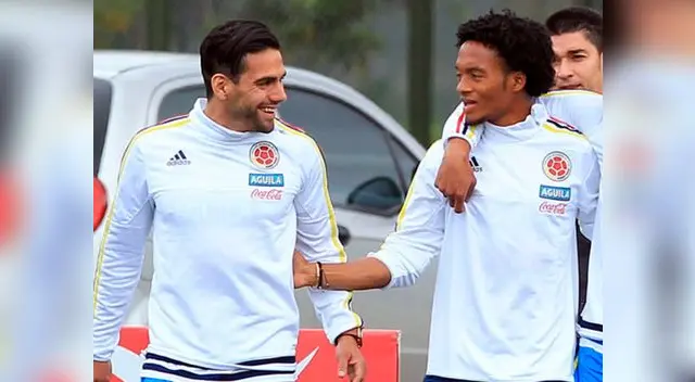 Radamel Falcao y Juan cuadrado en entrenamiento de Colombia Radamel Falcao y Juan cuadrado en entrenamiento de Colombia