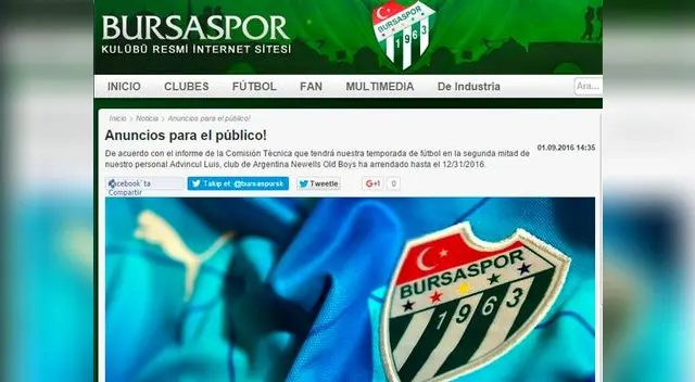 Comunicado que oficializa el traspaso de Luis Advincula