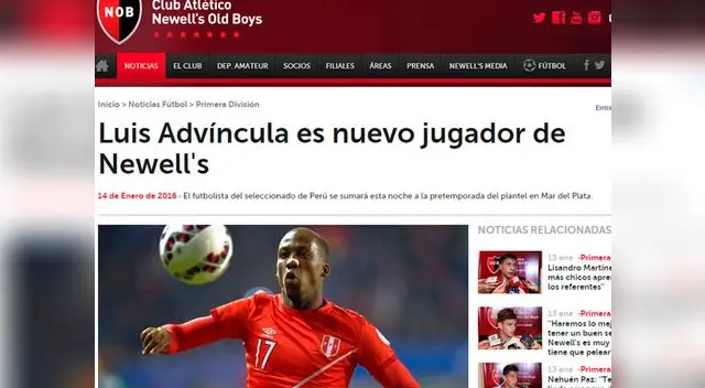 Luis Advíncula, nuevo refuerzo del Newell´s Old Boys