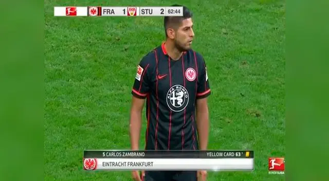 Carlos Zambrano fue expulsado en la derrota de Eintracht Frankfurt ante el Stuttgart