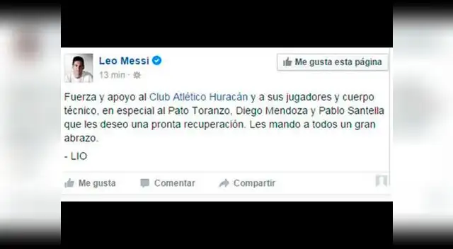 Lionel Messi mandó mensaje de apoyo a los jugadores de Huracán Lionel Messi mandó mensaje de apoyo a los jugadores de Huracán