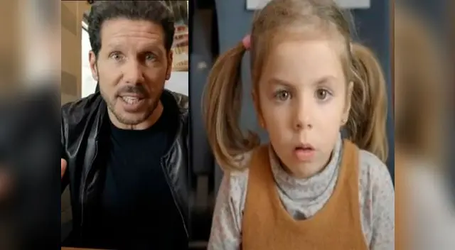 Simeone intenta hacerle entender a la pequeña un poco de fútbol Simeone intenta hacerle entender a la pequeña un poco de fútbol