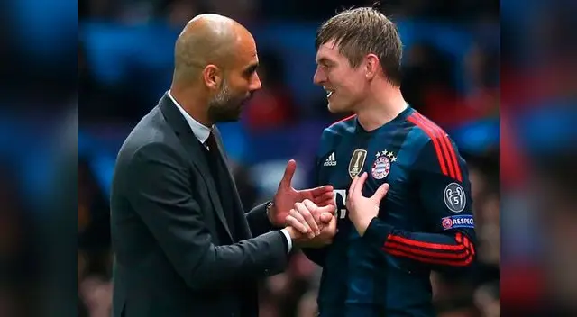 Pep Guardiola y Toni Kroos durante su etapa en el Bayern Múnich. Pep Guardiola y Toni Kroos durante su etapa en el Bayern Múnich.