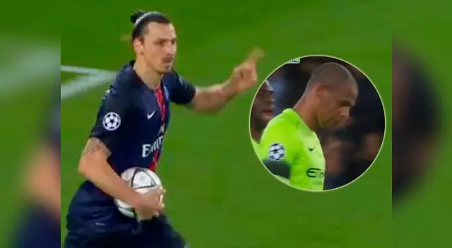 Zlatan Ibrahimovic celebra su gol tras error de Fernando. Zlatan Ibrahimovic celebra su gol tras error de Fernando.