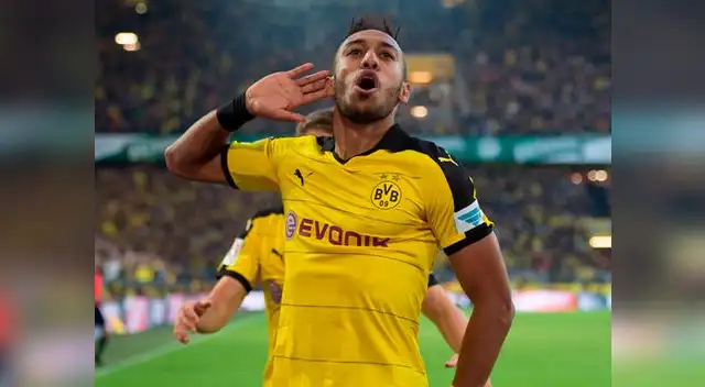 Pierre-Emerick Aubameyang celebra un gol con el Borussia Dortmund. Pierre-Emerick Aubameyang celebra un gol con el Borussia Dortmund.