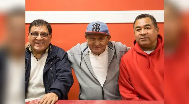 Hugo Sotil con el empresario Guillermo Garcia y ex futbolista Daniel Gutiérrez.