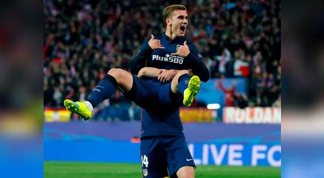 Antoine Griezmann celebra su gol con Gabi. Antoine Griezmann celebra su gol con Gabi.