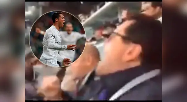 Tomás Roncero celebra el segundo gol de Cristiano Ronaldo al Wolfsburgo. Tomás Roncero celebra el segundo gol de Cristiano Ronaldo al Wolfsburgo.