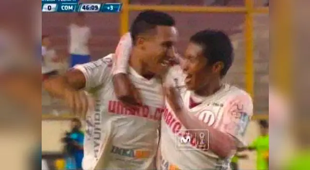 Adán Balbín celebra su gol con Enmanuel Paucar. Adán Balbín celebra su gol con Enmanuel Paucar.