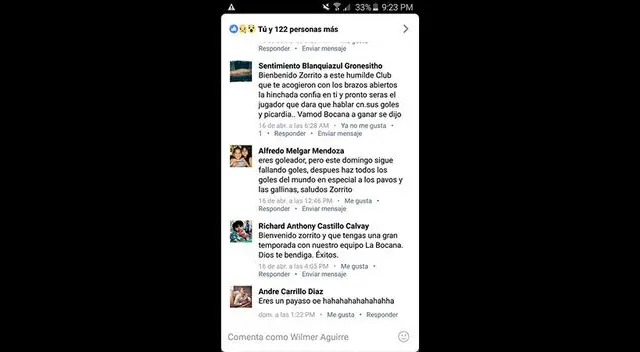 El mensaje de André Carrillo a Wilmer Aguirre. El mensaje de André Carrillo a Wilmer Aguirre.