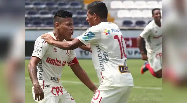 Raúl Ruidíaz y Edison Flores celebran el gol de la "U" a Alianza en Matute. Raúl Ruidíaz y Edison Flores celebran el gol de la "U" a Alianza en Matute.