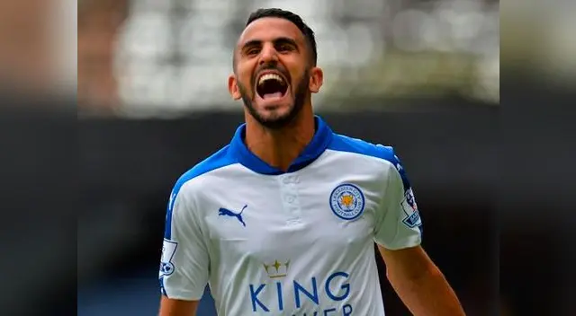 Riyad Mahrez celebra un gol con el Leicester City. Riyad Mahrez celebra un gol con el Leicester City.