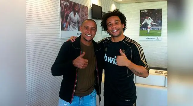Roberto Carlos y Marcelo, el pasado y el presente de la banda izquierda del Real Madrid. 