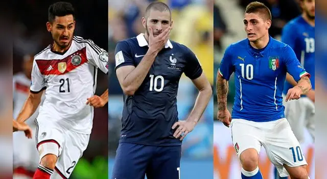 Ilkay Gundogan, Karim Benzema y Marco Verratti, los grandes ausentes en la Eurocopa 2016.