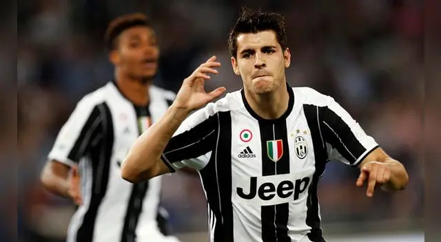 Juventus vs. AC MIlan: Álvaro Morata celebrando el único gol del partido Juventus vs. AC MIlan: Álvaro Morata celebrando el único gol del partido