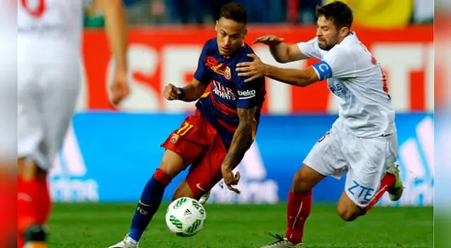Barcelona vs. Sevilla: Neymar supera con velocidad a Coke. Barcelona vs. Sevilla: Neymar supera con velocidad a Coke.