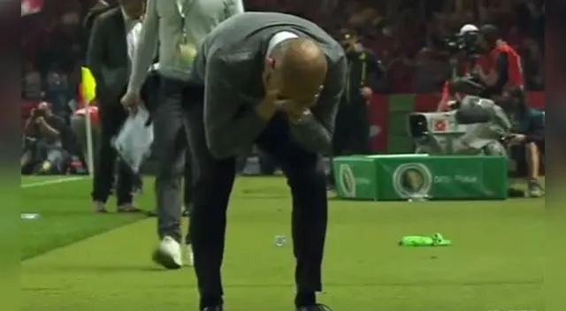 El desconsolado llanto de Guardiola tras conseguir la Copa Alemana. El desconsolado llanto de Guardiola tras conseguir la Copa Alemana.