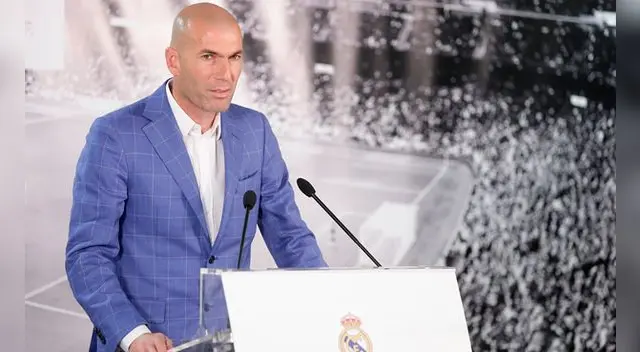 Zinedine Zidane, en la rueda de prensa de su presentación como DT del Real Madrid.